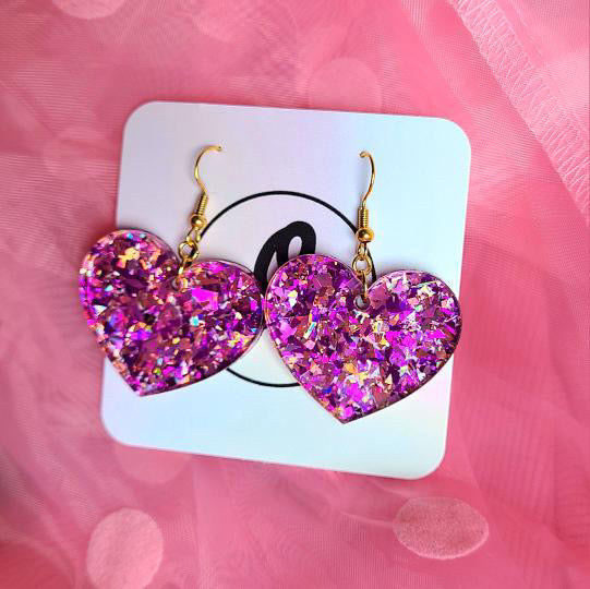 Large heart dangle earrings