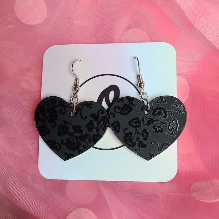 Large heart dangle earrings