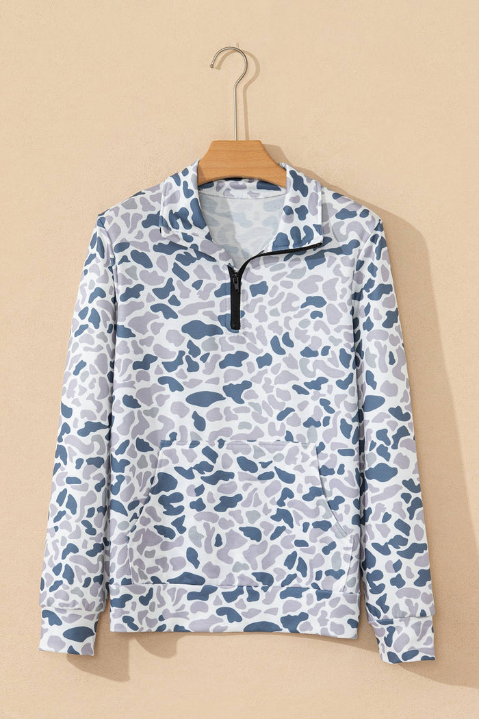 LDC Abstract V Neck Shift Camo Pullover
