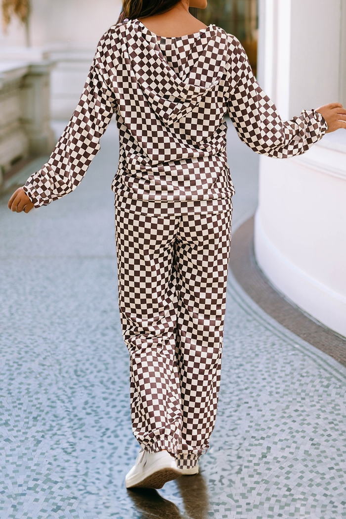 LDC Athleisure Checkered 2pcs Pants Set: Black