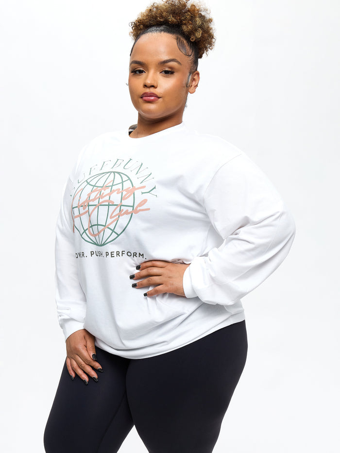Lifting Club Long Sleeve Tee - White