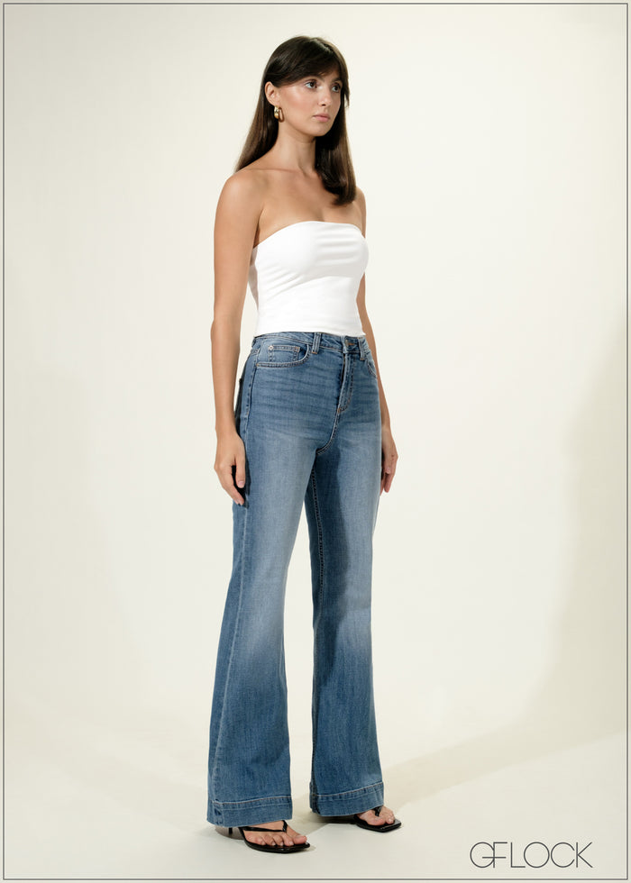Light Blue Bootcut Jean Short Length - women’s jeans alternate view - GFLOCK Sri Lanka