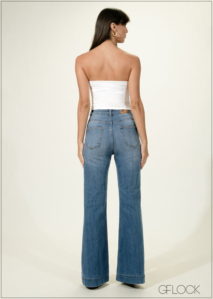 Light Blue Bootcut Jean Short Length - women’s jeans alternate view - GFLOCK Sri Lanka