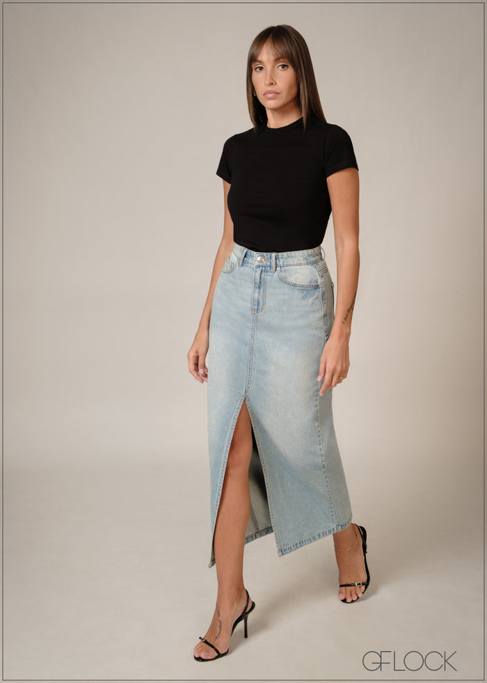 Light Blue Denim Skirt - 140326