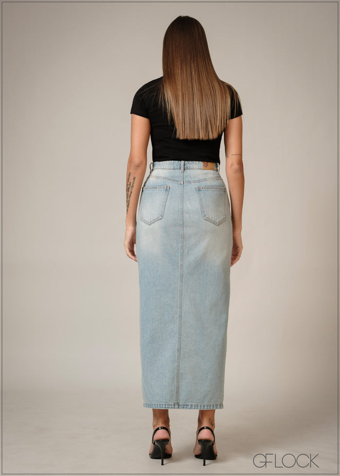 Light Blue Denim Skirt - 140326