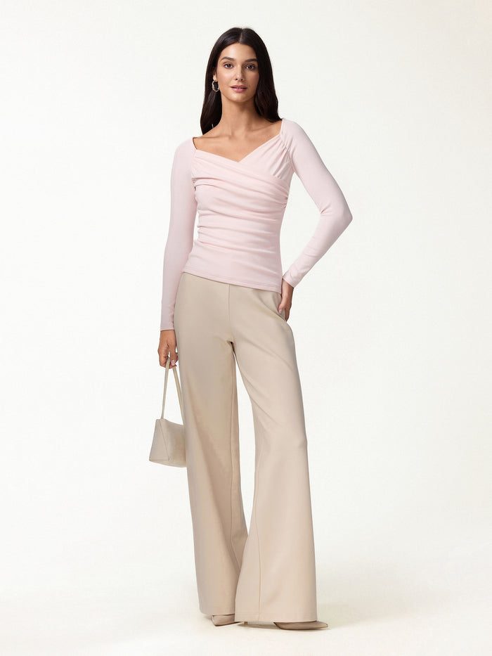 OGLmove Light Warm Surplice Ruched Long Sleeve Top