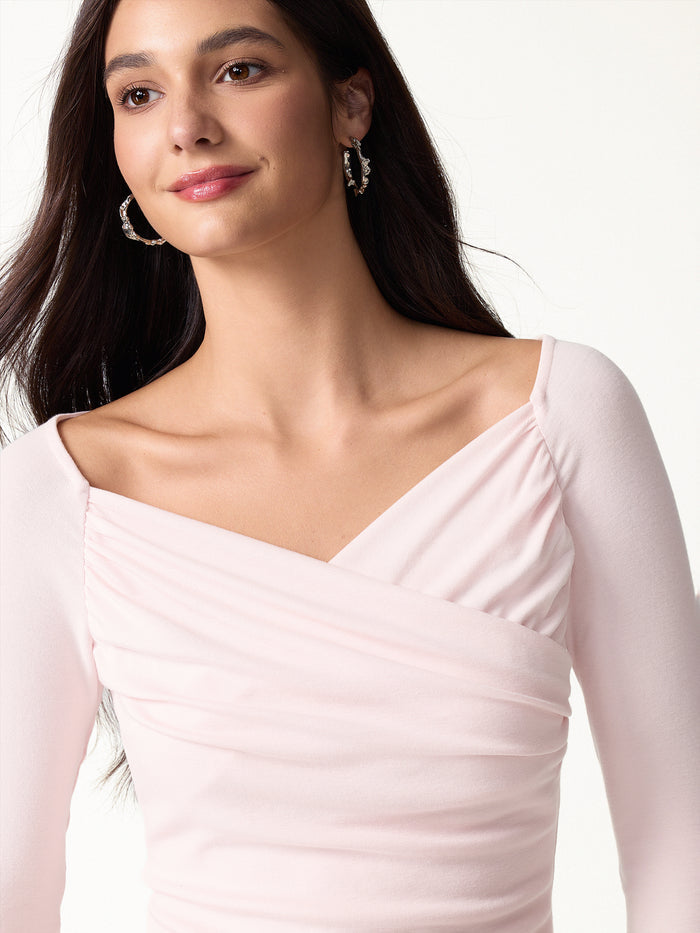 OGLmove Light Warm Surplice Ruched Long Sleeve Top