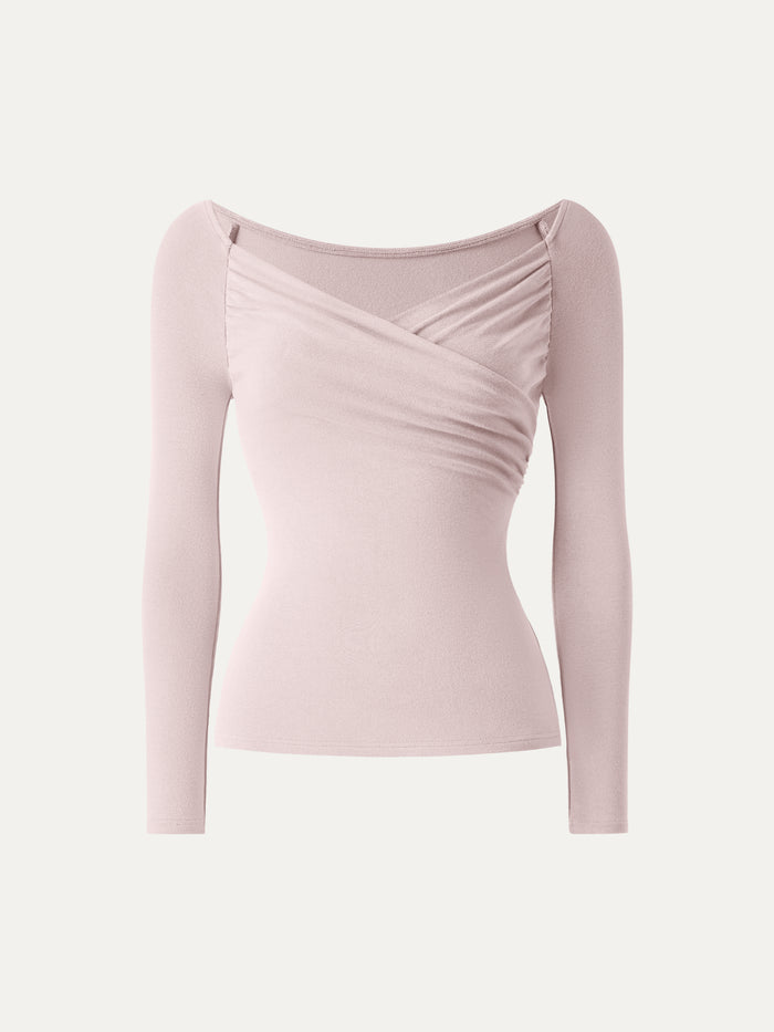 OGLmove Light Warm Surplice Ruched Long Sleeve Top