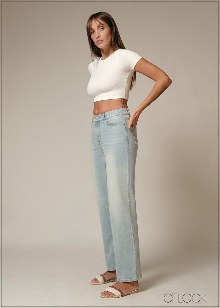 Light Wash Straight Leg Jean - Long Length - 230226D
