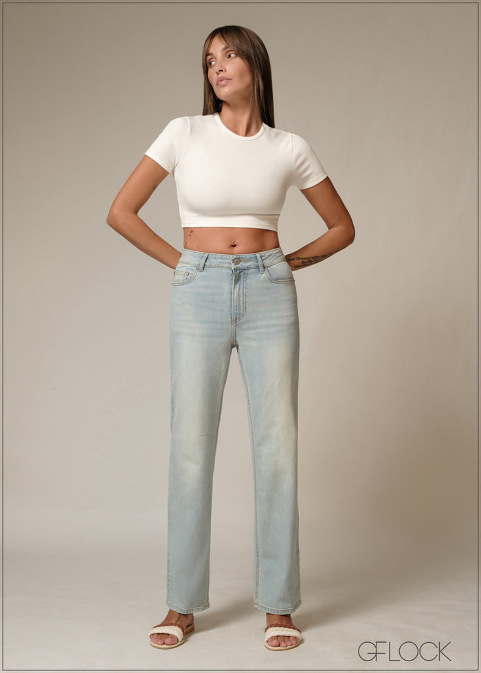 Light Wash Straight Leg Jean - Short Length - 230226D