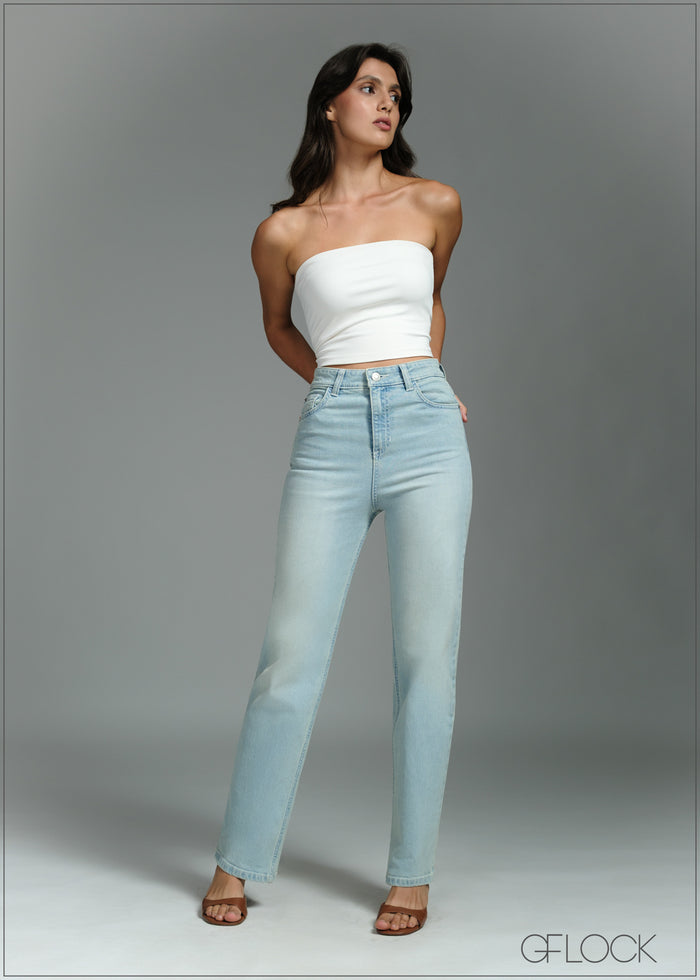 Light Wash Straight Leg Jean - Short Length - 250626
