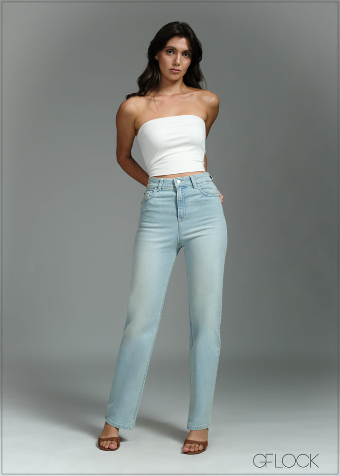 Light Wash Straight Leg Jean - Short Length - 250626