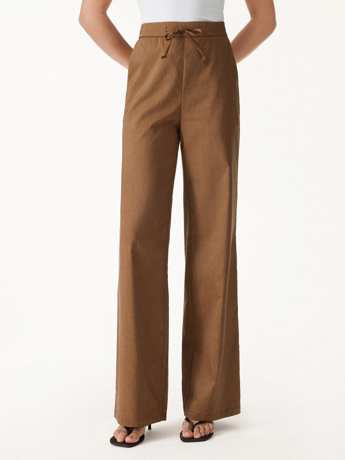 OGLmove Linen Drawstring Wide Leg Pant with Pockets
