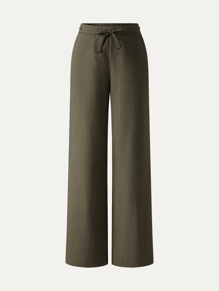 OGLmove Drawstring Wide Leg Pant with Pockets Petite Dark Olive Green