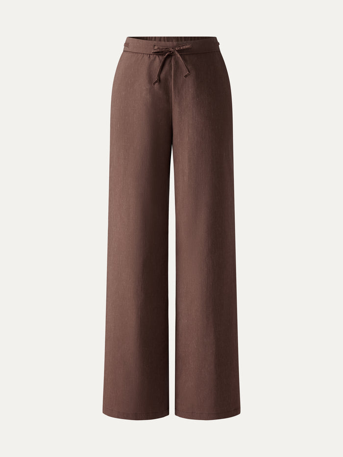 OGLmove Drawstring Wide Leg Pant with Pockets Petite Walnut Brown