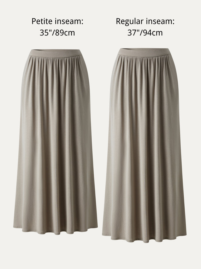 OGLmove Linen Knit Gathered A-Line Maxi Skirt with Pockets