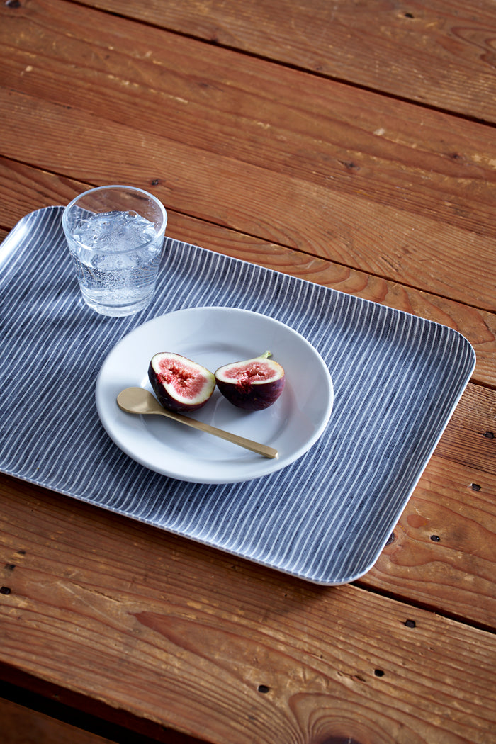 Linen Tray - Grey White Stripe