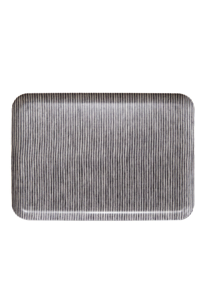 Linen Tray - Grey White Stripe