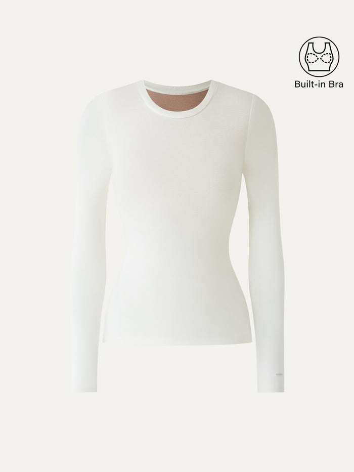 OGLmove Crewneck Long Sleeve Bra Top Off White XXS