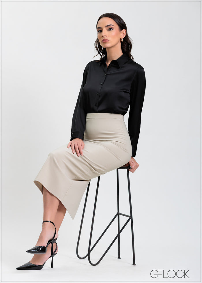 Long Sleeve Satin Shirt - 310325