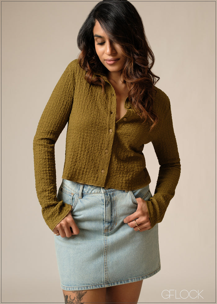 Long Sleeve Textured Top