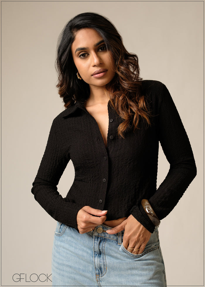 Long Sleeve Textured Top