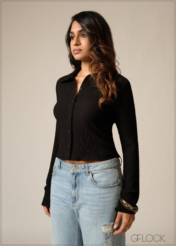 Long Sleeve Textured Top