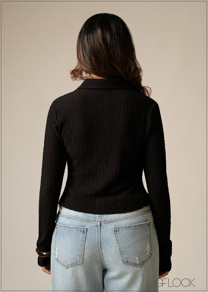 Long Sleeve Textured Top