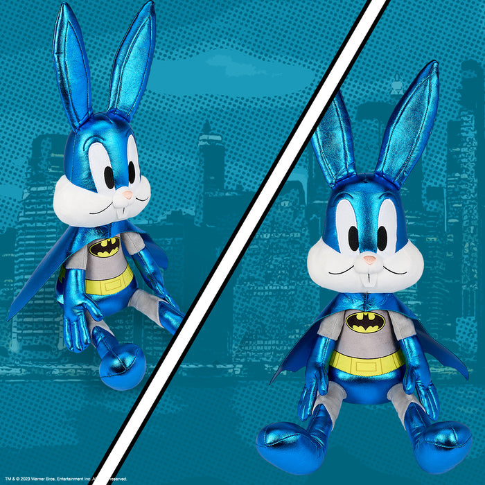 Looney Tunes Bugs Bunny as Batman 13-inch plush toy, soft fabric character from the Looney Tunes collection.