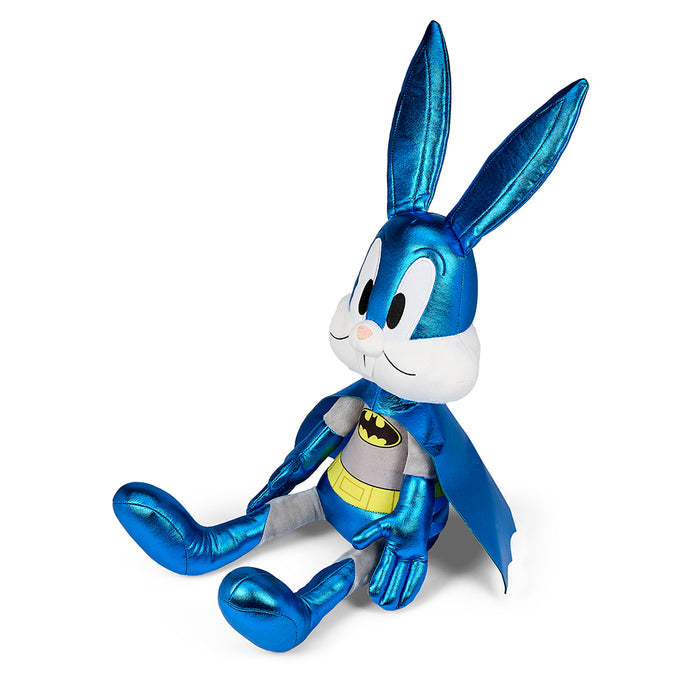 Looney Tunes Bugs Bunny as Batman 13-inch plush toy with detailed costume and soft fabric, perfect for collectors and fans.