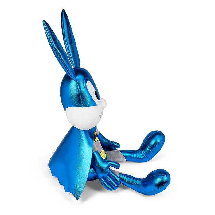 Looney Tunes Bugs Bunny as Batman 13-inch plush toy with detailed costume and soft fabric, perfect for collectors and fans.