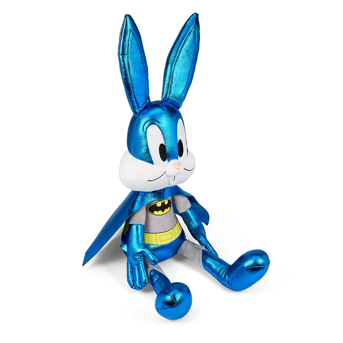 Looney Tunes Bugs Bunny as Batman 13-inch plush toy, soft and cuddly, featuring Bugs Bunny dressed as Batman from the Looney Tunes series.