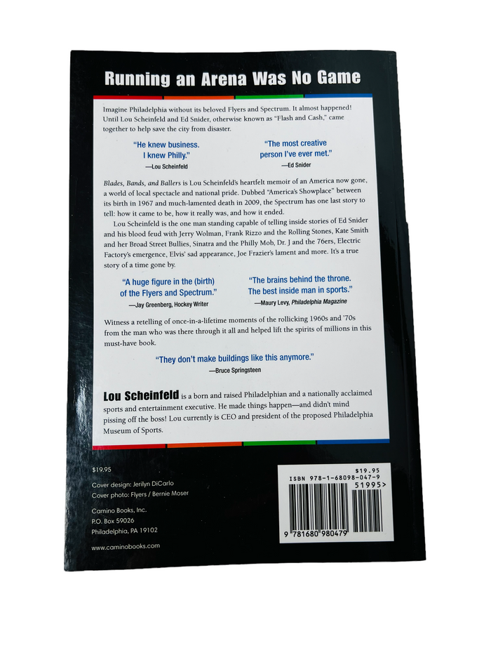LOU SCHEINFELD PHILADELPHIA SPECTRUM FLYERS 2021 "BLADES, BANDS, AND BALLERS" SIGNED PAPERBACK BOOK