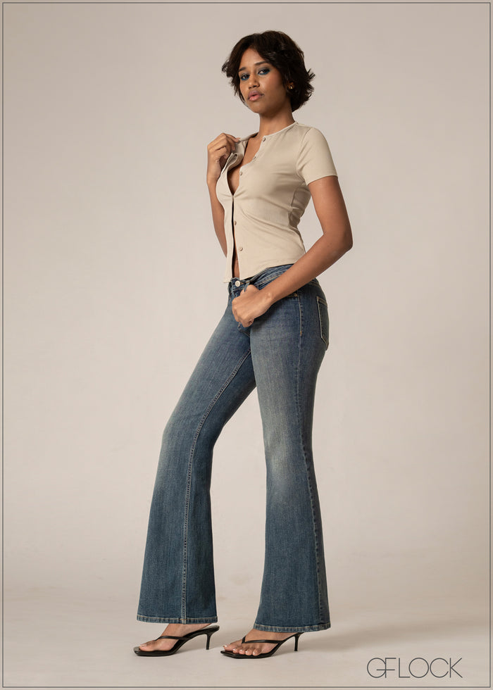 Low Waist Bootcut Jean - Short Length - 220826D