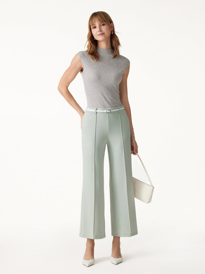 OGLmove Lyocell Spacer Knit Cropped Straight-Leg Pants with Pockets