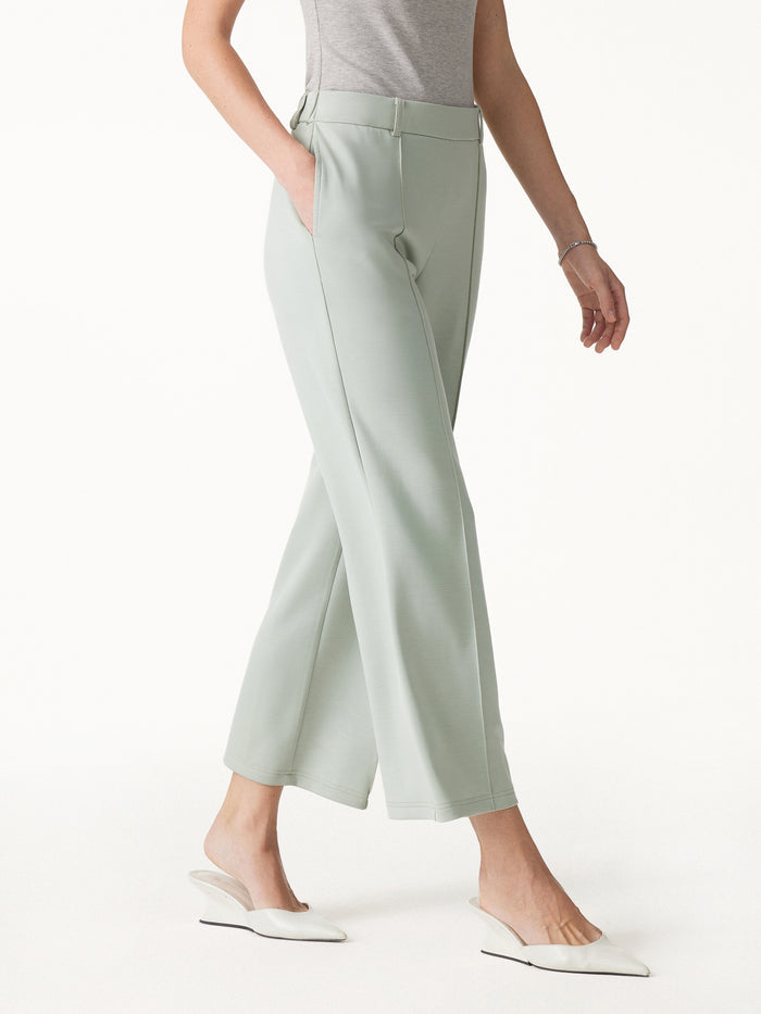 OGLmove Lyocell Spacer Knit Cropped Straight-Leg Pants with Pockets