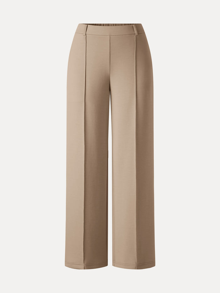 OGLmove Lyocell Spacer Knit Cropped Straight-Leg Pants with Pockets Taupe Brown XXS