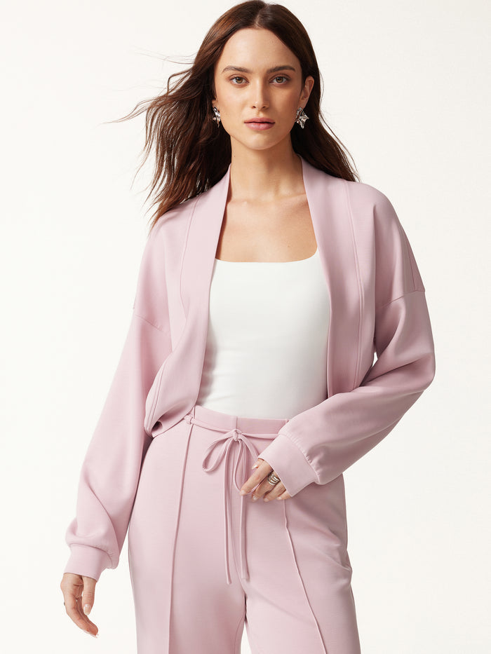 Lyocell Spacer Knit Long Sleeve Drop-Shoulder Shrug Cardigan