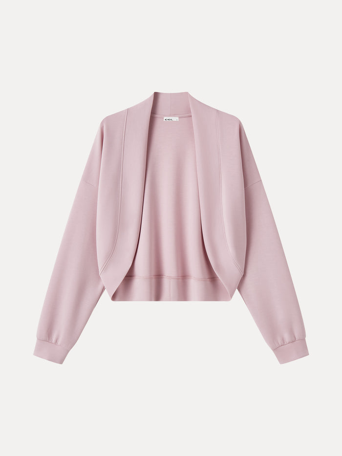 OGLmove Lyocell Spacer Knit Long Sleeve Drop-Shoulder Shrug Cardigan Crepe Pink XXS