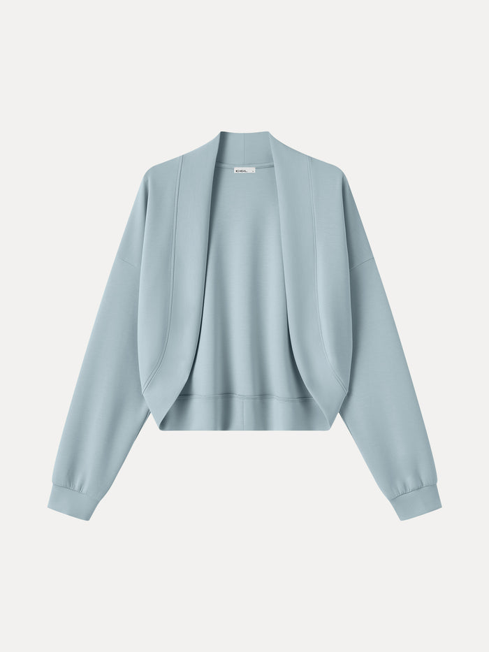 OGLmove Lyocell Spacer Knit Long Sleeve Drop-Shoulder Shrug Cardigan Arctic Fog XXS
