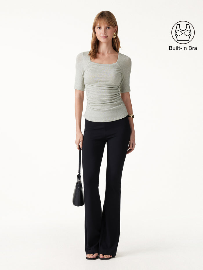 OGLmove Lyocell-Wool Square Neck Ruched Bra Top