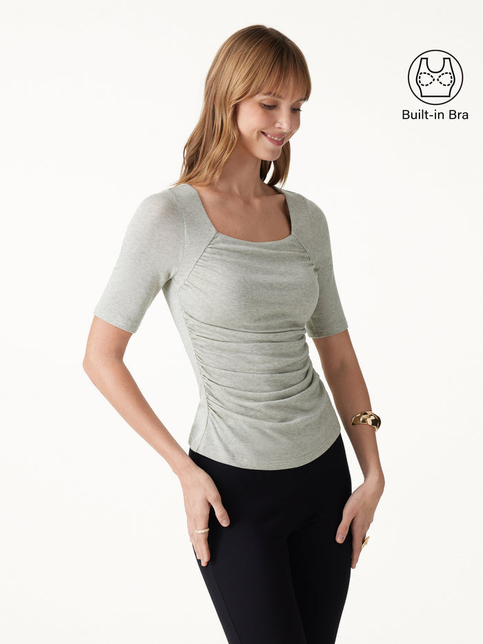 OGLmove Lyocell-Wool Square Neck Ruched Bra Top