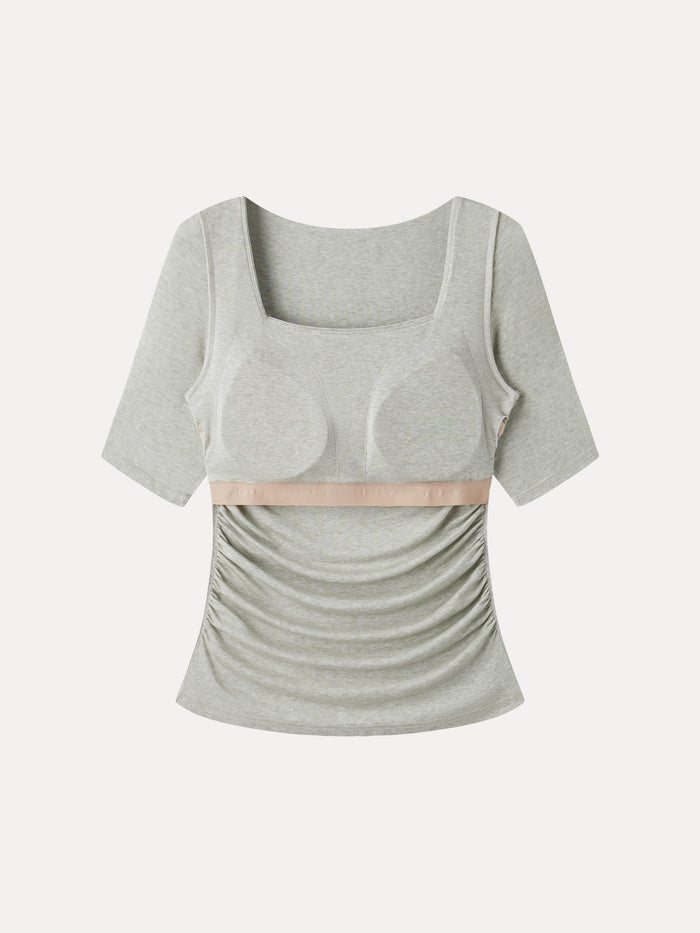 OGLmove Lyocell-Wool Square Neck Ruched Bra Top