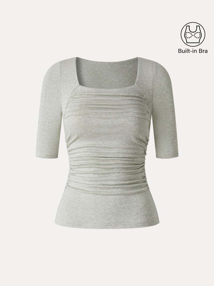 OGLmove Lyocell-Wool Square Neck Ruched Bra Top