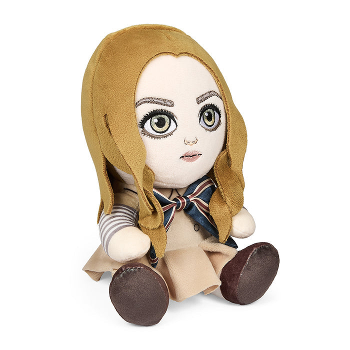 M3GAN Phunny Plush by Kidrobot, 7.5-inch soft plush toy featuring the creepy robot girl from the horror film.