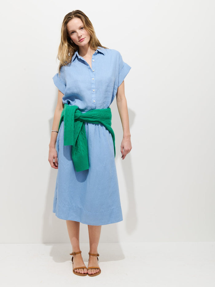 Maddie Skirt in Linen - Bel Air Blue