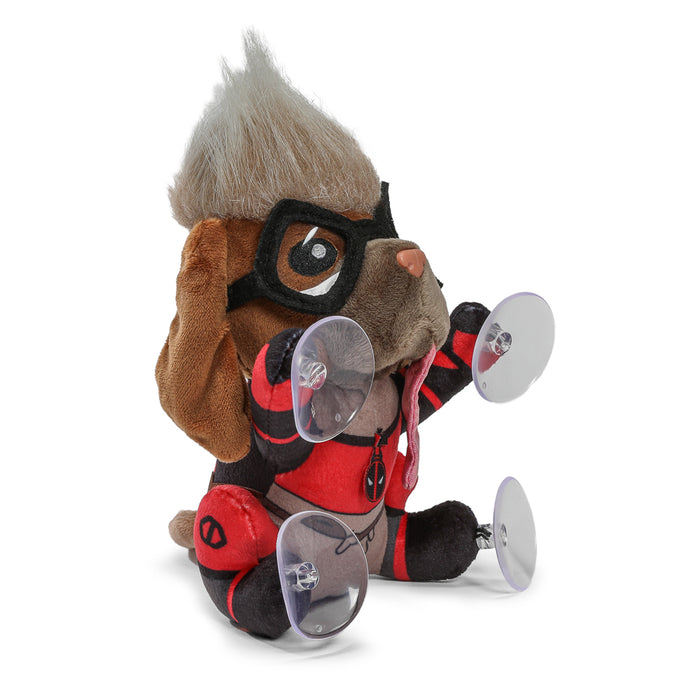 Marvel Deadpool and Wolverine Dogpool plush window clinger featuring colorful, soft character design for fans of Marvel Studios.