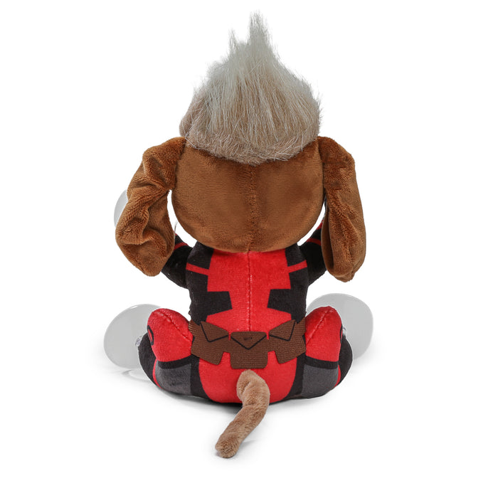 Marvel Deadpool and Wolverine Dogpool plush window clinger featuring soft, colorful plush characters for decorative use.