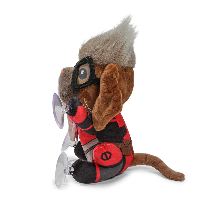 Marvel Deadpool and Wolverine Dogpool plush window clinger featuring soft plush fabric and vibrant character details.