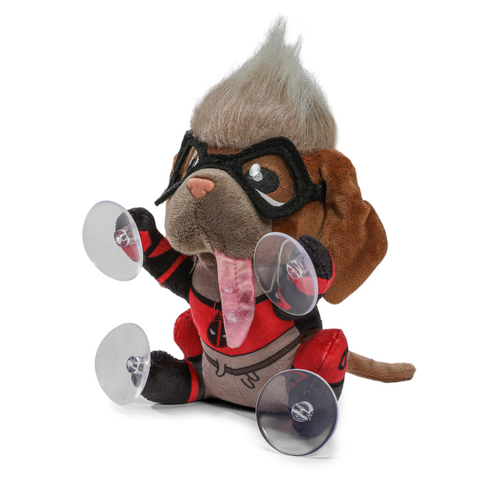 Marvel Deadpool and Wolverine Dogpool plush window clinger featuring soft plush material and colorful character design.